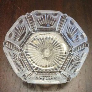 Vintage Hexagonal Cut Crystal Bowl